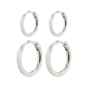 ARIELLA huggie Eyrnalokkar 2-in-1 set silfraðir