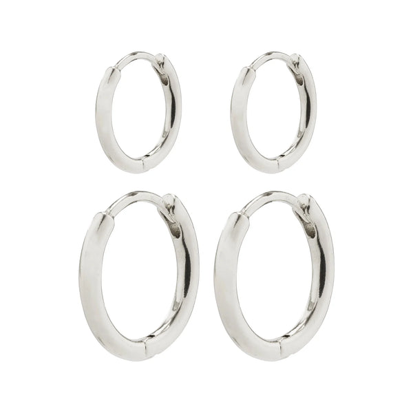 ARIELLA huggie Eyrnalokkar 2-in-1 set silfraðir