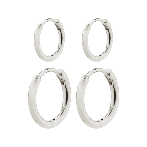 ARIELLA huggie Eyrnalokkar 2-in-1 set silfraðir
