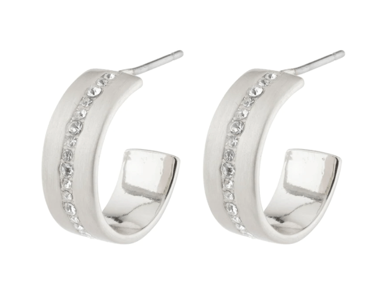 Casey Crystal Huggie Hoops Silver