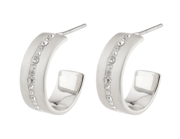 Casey Crystal Huggie Hoops Silver