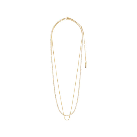 MILLE crystal hálsmen 2-in-1 , gyllt