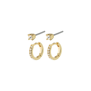 MILLE crystal Eyrnalokkar 2-in-1 set gylltir