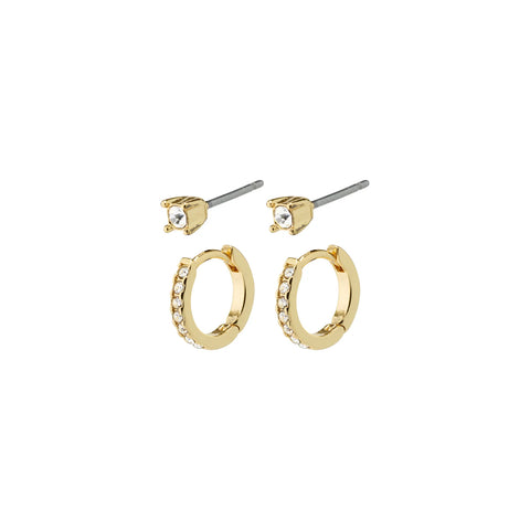 MILLE crystal Eyrnalokkar 2-in-1 set gylltir
