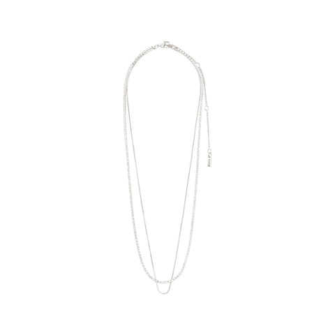 MILLE crystal Hálsmen 2-in-1 silfrað