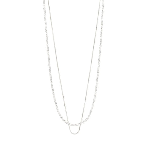 MILLE crystal Hálsmen 2-in-1 silfrað