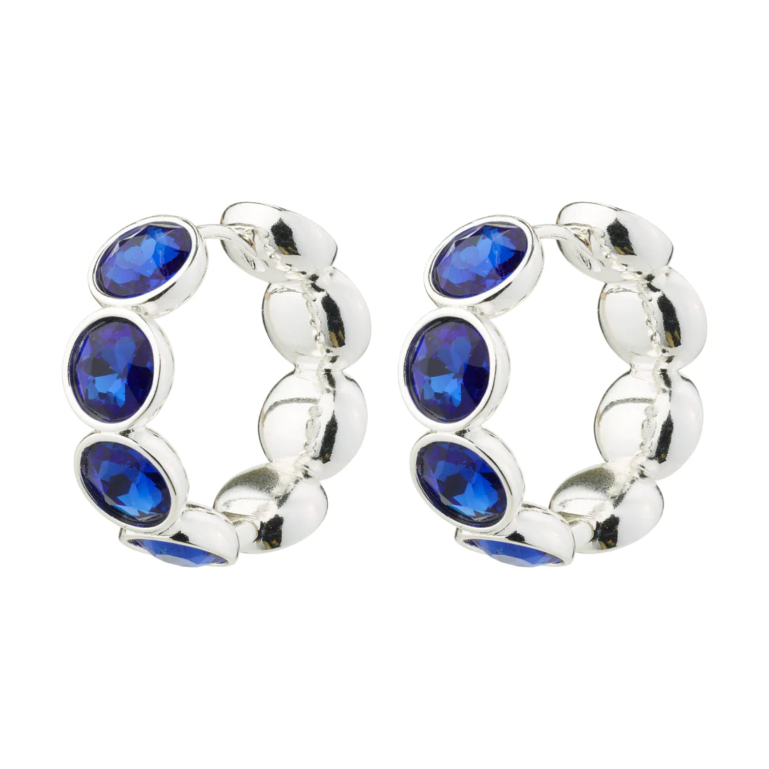 CALLIE crystal eyrnalokkar hoops - blue/silfur