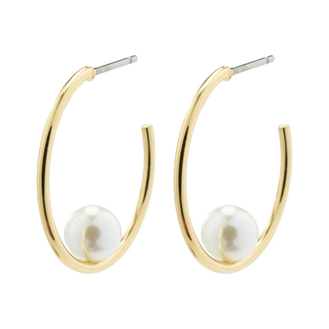 ELINE  pearl hoop eyrnalokkar gylltir