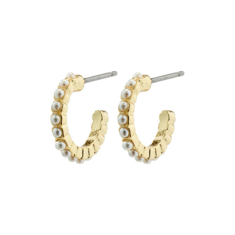 Ekta Pearl Hoops gold