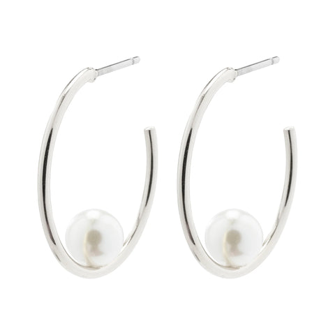 ELINE  pearl hoop eyrnalokkar silfraðir
