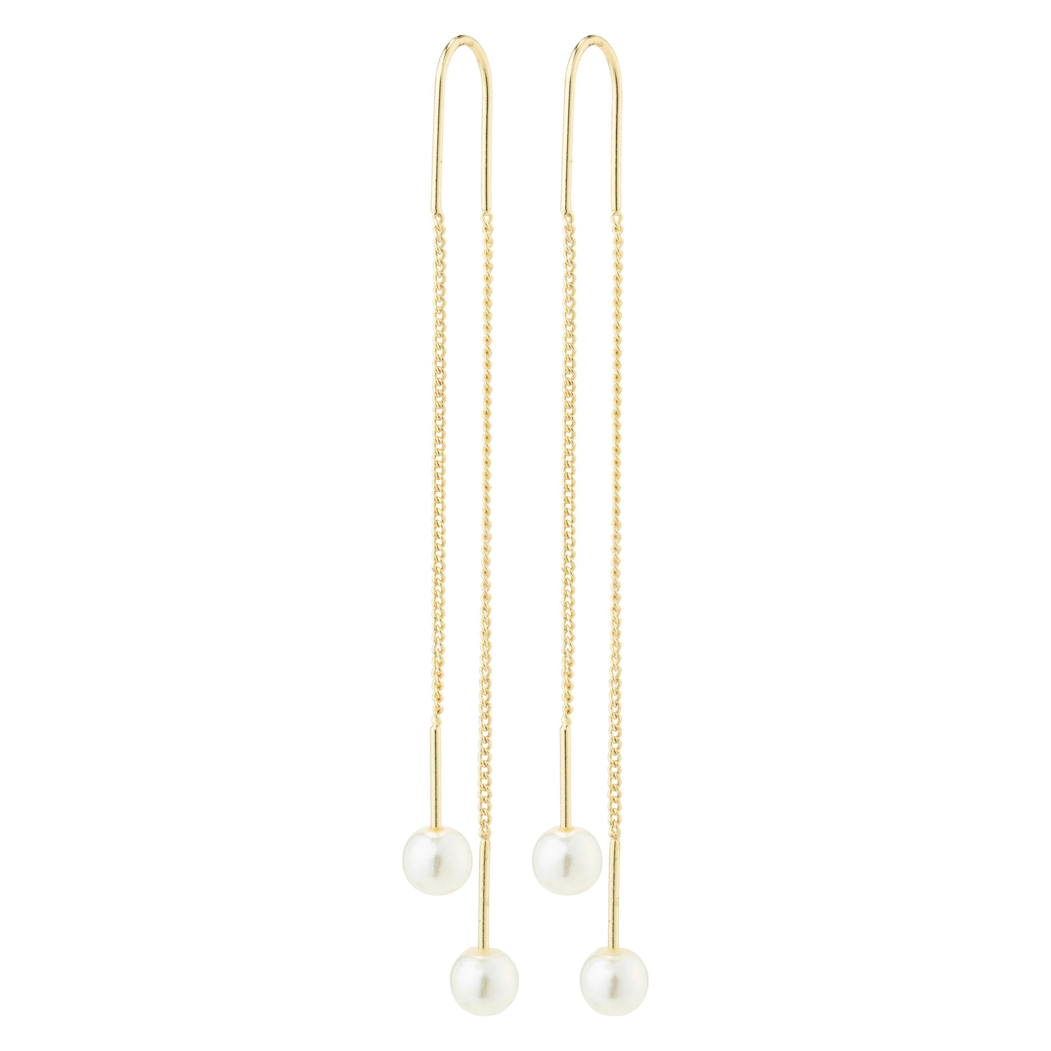 EUONIA pearl chain eyrnalokkar gylltir
