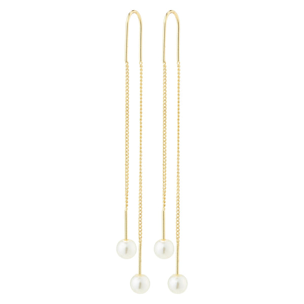 EUONIA pearl chain eyrnalokkar gylltir