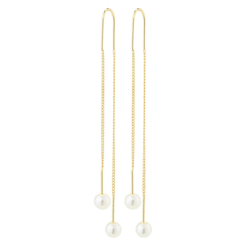 EUONIA pearl chain eyrnalokkar gylltir