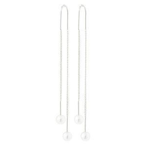 EUONIA pearl chain eyrnalokkar silfraðir