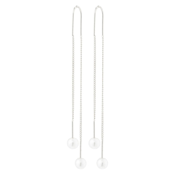 EUONIA pearl chain eyrnalokkar silfraðir