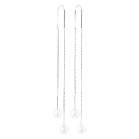EUONIA pearl chain eyrnalokkar silfraðir