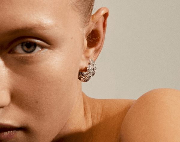 Emmy Chunky Crystal Hoops Silfur eyrnalokkar