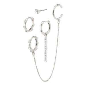 LEA crystal Eyrnalokkar 4-in-1 set silfraðir